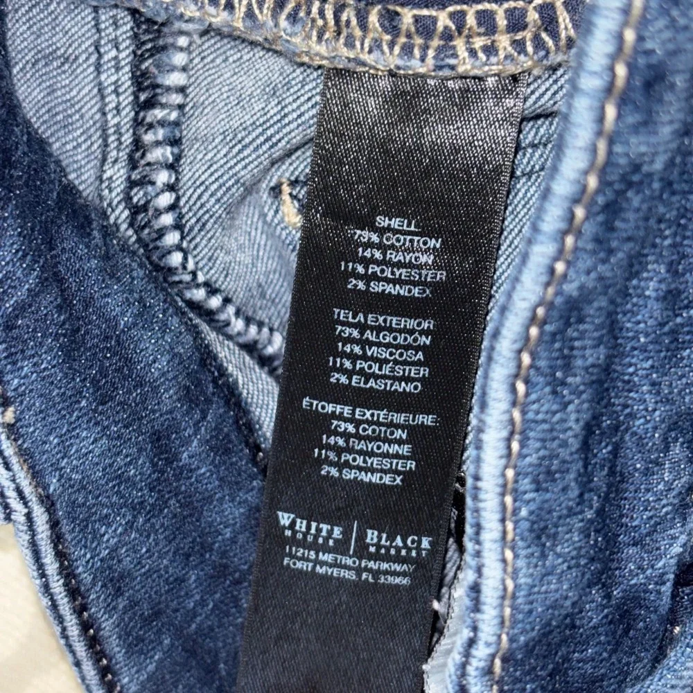 White House Black Market Crop Leg Jeans Dark Wash Rhinestone Pocket Womens 8